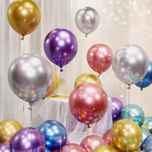 Globos Metalizdos Cromados(50 Unidades)(33cm) Color Globo De Látex Dorado 12