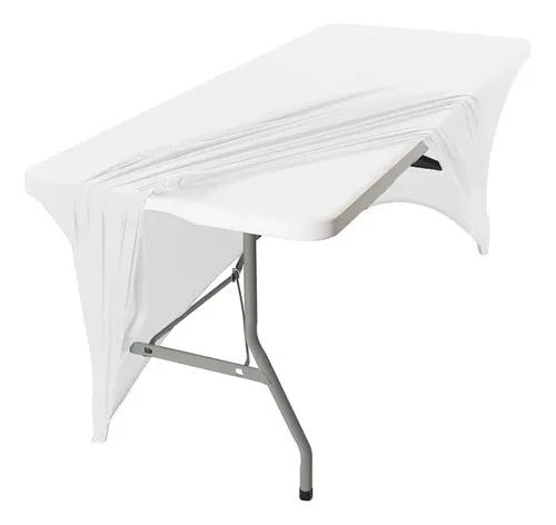 Mantel Spandex Blanco Rectangular 180x75 Cm Para Eventos Lavable Liso 18