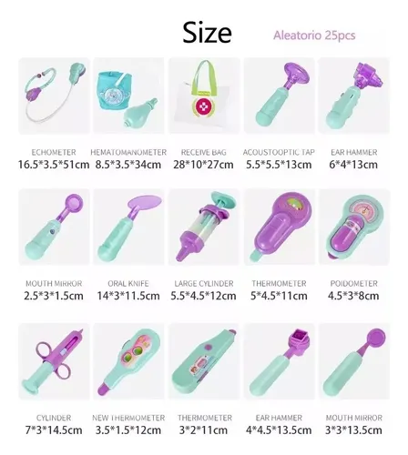 Set Juguetes Medico Doctor Niños Infantil Con Luz Y Sonido Multicolor (celeste, Morado, Rosa, Blanco) 14