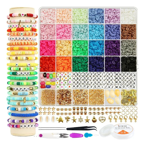 Set Mostacillas Arcilla 24 Color Pulseras Collares Bisuteria Conjunto De Polímero De Adorno De Bricolaje De Cuentas De Arcilla 6000pcs 20 Cm 19 Cm 11