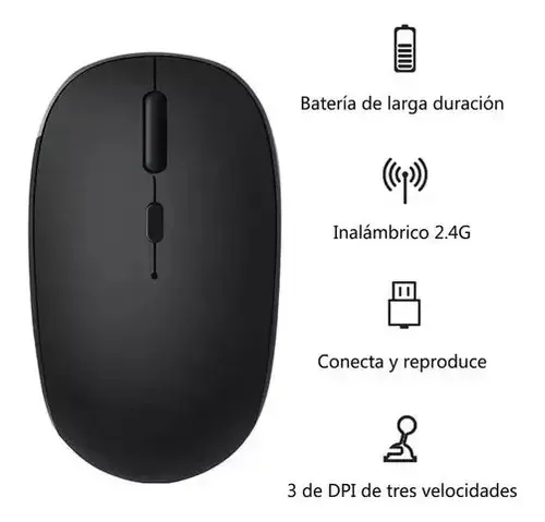 Mouse Dual Inalámbrico Bluetooth Recarg Tel/tablets/pc Dpi Negro 2