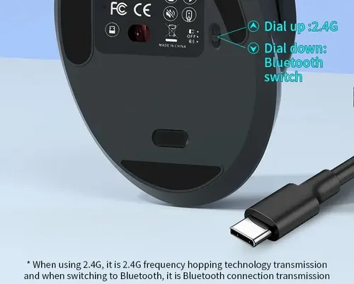 Ratón Vertical Inalámbrico 2.4g Bluetooth X Usb Ergonómico Negro 3