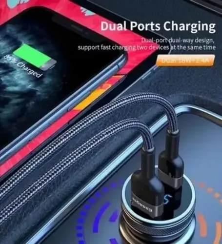 Cargador Auto Essager, Carga Rápida 36 W, Tipo Usb Y Tipo C Plateado 2