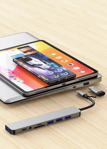 Hub Usb Hota Usb-c 8 Puertos Compatible Macbook Pro Samsung LG Huawei Plateado 4