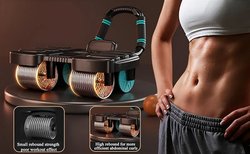 Rodillo Rueda Abdominal 4 Soporte Rebote Automatico Fitness Negro 3