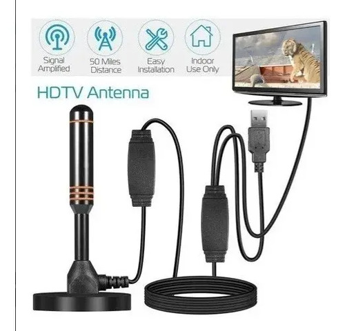 Antena Tv Digital Interior Hd Amplificada Por Usb 10m Negro 14