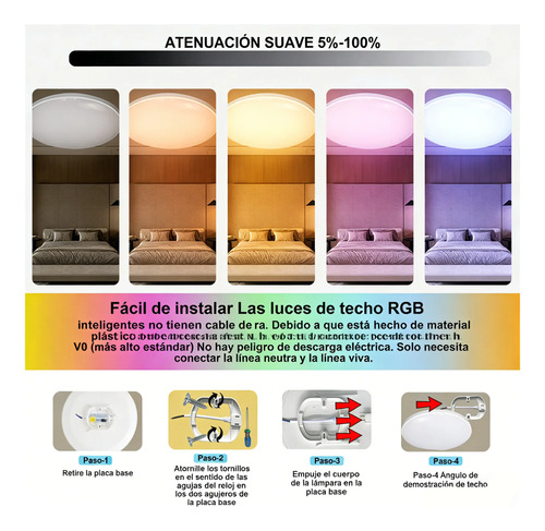 Lámpara De Techo Inteligente Wifi Ultra Delgadorgb Panel Led Rgb 13