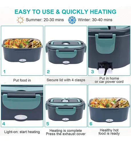 Lonchera Eléctrica Aluminio Portátil Calentar Comida 220v80w Verde Oscuro 15