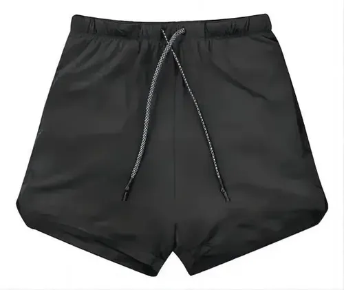 Short Gimnasio Licra Bolsillo Poliester Hombre Negro Y Rojo 14