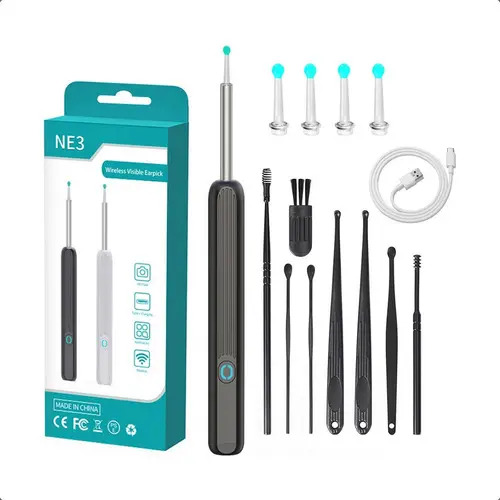 Limpia Oídos Cámara Inteligente Extractor De Cera Endoscopio Color Negro Ne3