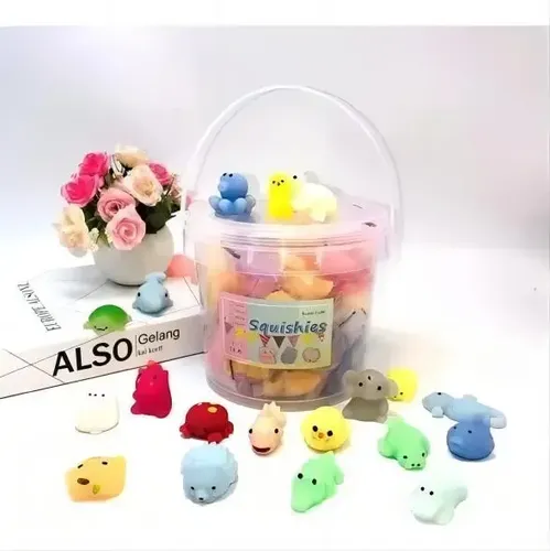Pack Balde 64 Unidades Squishys Antiestrés Juguete Surtidos Multicolor (surtidos) 10