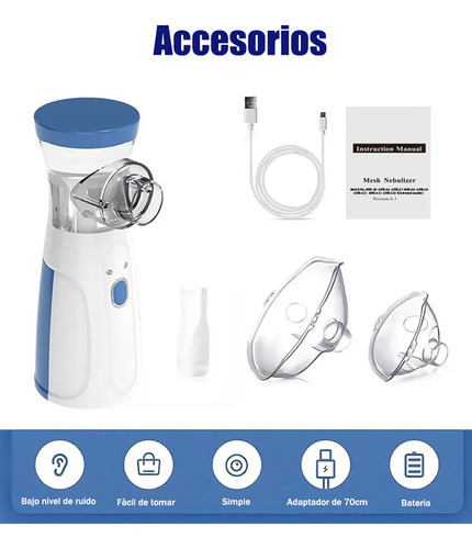 Nebulizador Portatil Niños Y Adultos Mesh Vaporizador Color Blanco Baerias No Incluidas Blanco 8