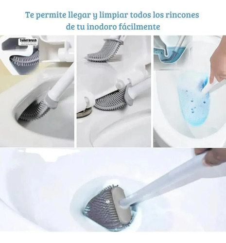Escobilla De Baño Cepillo Punta Flexible Silicona Gris 15