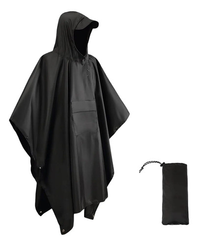 Poncho Impermeable Sin Olor Suave Capa Impermeable 210*140cm Negro 210*140cm 11
