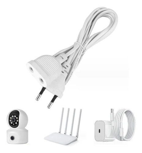 Extensión Electrica 5 Metros 200w Para Cámara,led,adaptador Blanco 4