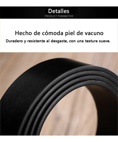Cinturón Hombre Cuero De Vacuno Con Hebilla Automática 130cm Negro 130 4
