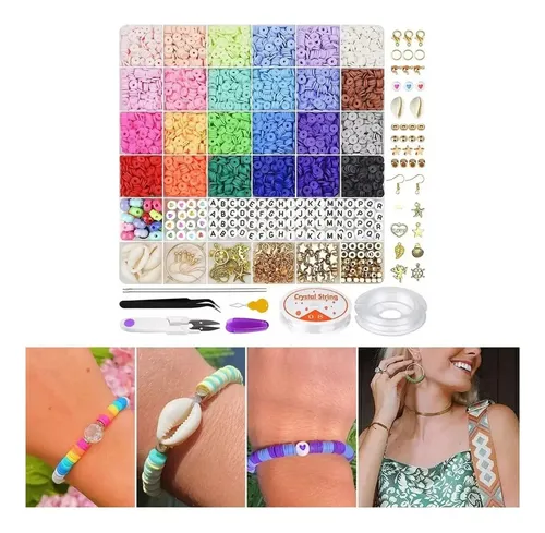Set Mostacillas Arcilla 24 Color Pulseras Collares Bisuteria Conjunto De Polímero De Adorno De Bricolaje De Cuentas De Arcilla 6000pcs 20 Cm 19 Cm 5