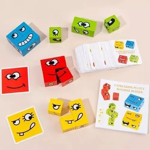Juego De Puzzle Cubos Didáctico Expresiones Y Emociones 8
