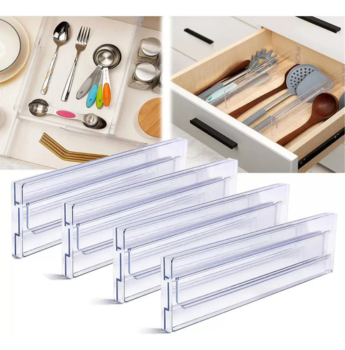 6 Pzs Separadores De Cajones Organizador Ajustable 28-48cm Blanco 4