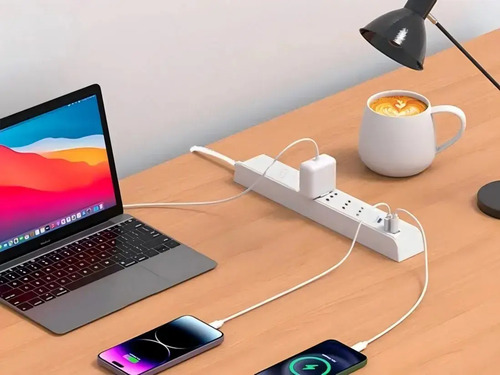 Falatale Alargador 4 Enchufes + 2 Usb Rápida 20w +1 Type C Blanco 20