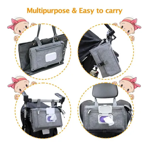 Mudador Portátil Impermeable Bebé Cambiador Plegable Gris Oscuro Color Sólido 9