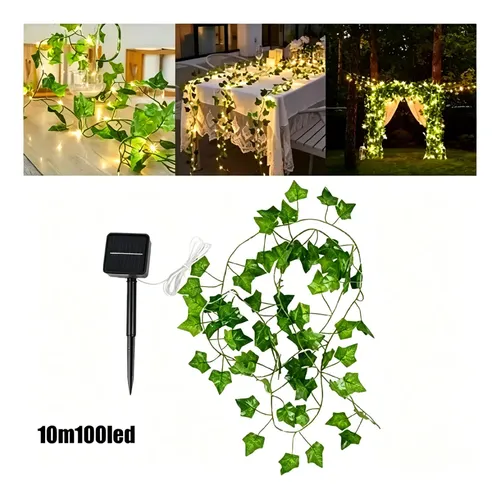 Luces Guirnalda Solar 100 Led Calidas 10 M De Artificiales Verde Oscuro 6