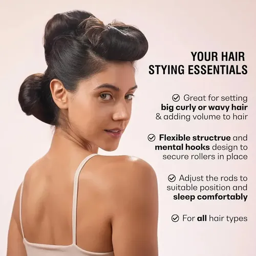 4piezas Kit Rizadores Sin Calor Para Cabello Ondulado Rizado Caqui 12