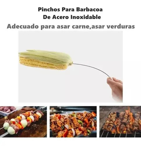 12 Brochetas Pinchos Anticucho Acero Barbacoa Parrilla Asado 19