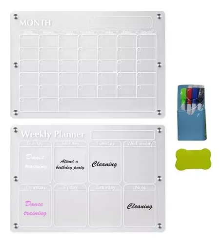 Pack 2 Pizarras Planner Mensual - Semanal, Imán Refrigerador 19