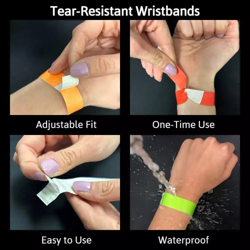 600 Un Pulseras Tyvek De Papel 6 Colores De Eventos Fiestas Multicolor 7