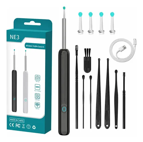 Limpia Oídos Cámara Inteligente Extractor De Cera Endoscopio Color Negro Ne3 13
