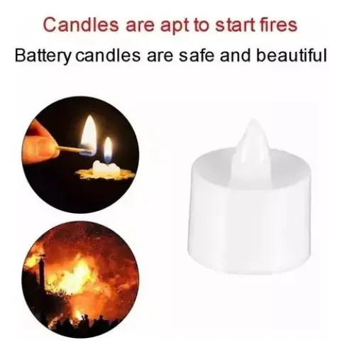 Pack 24 Velas A Pila De Led Con Efecto Llama Dorado Vela 18
