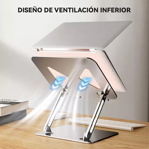 Soporte Base Alzador Notebook Laptop Mac Plegable Ajustable Negro 6