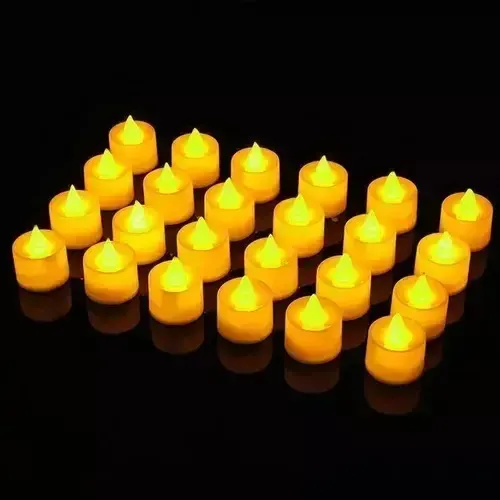 Pack 24 Velas A Pila De Led Con Efecto Llama Dorado Vela 16