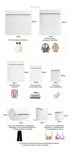 Bolsas Para Lavar Ropa Delicada Color Blanco 7 Unidades Blanco 3