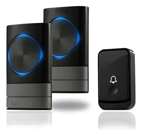 Timbre Inalámbrico Para Puerta Con 2 Receptores Impermeables Negro
