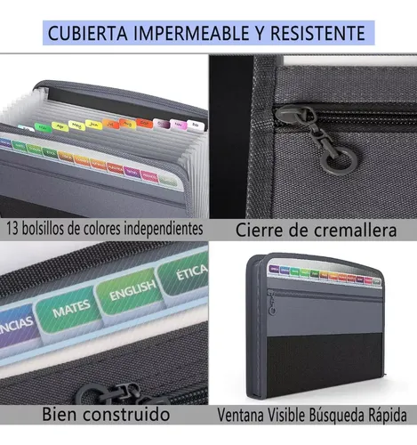 13 Carpetas De Administrador De Archivos Tipo Cremallera Negro 18