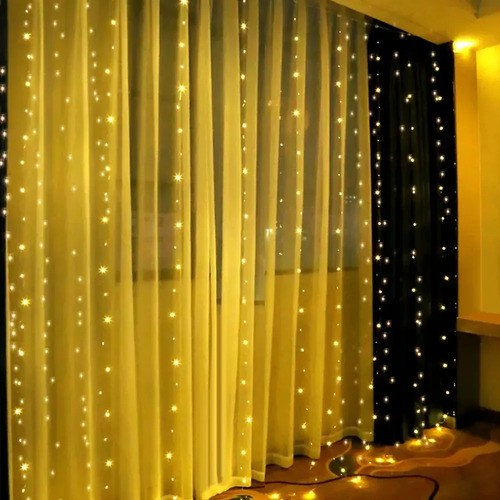 3mt Cascada Luces Guirnalda Cortina Led Navidad Eventos Boda Amarillo Cálido 8