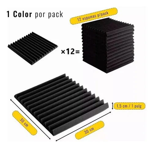 12x Espuma Acústica Aislante Alta Calidad 30x30x2,5cm Color Negro 18