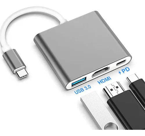 Adaptador Hub 3 En 1 Usb Tipo C A Usb-c Hdmi Usb3.0 Para Mac 3