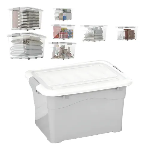 Caja Organizadora 60 Litros Con Ruedas Color Gris Falatale 19