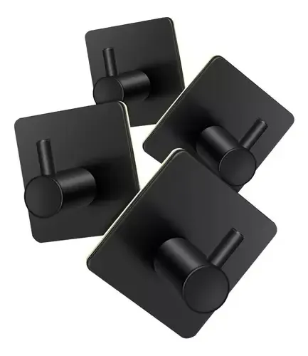 Ganchos Adhesivos Impermeables De Acero Inoxidable 5 Uds. Negro 3