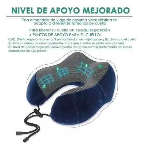 Cómodo Almohada De Viaje Espuma De Memoria Cojín Para Cuello Color Gris 15