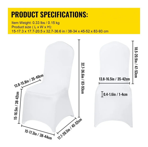 4 Unidades !! Funda Sillas Spandex Para Evento Blanco 17