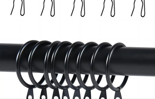 Pack 16 Unidades Argolla Para Barra Cortina De Metal 25 Mm Negro