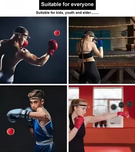 Vincha De Lienzo Con 2 Pelota Para Entrenamiento Boxeo Negro Y Rojo 19