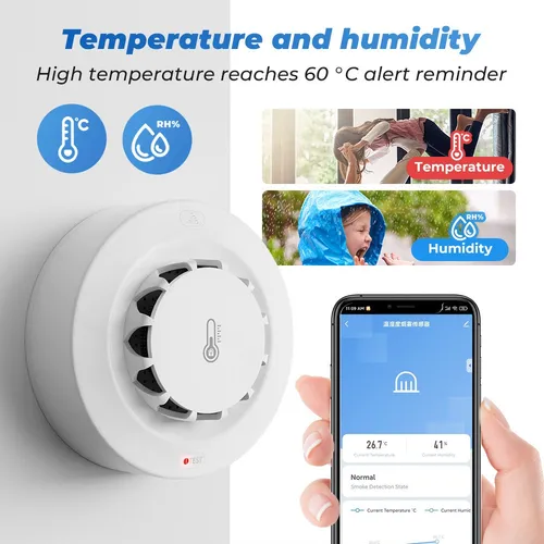 Detector Humo Sensor Wifi Tuya App Bluetooth Alarma Incendio Blanco 13