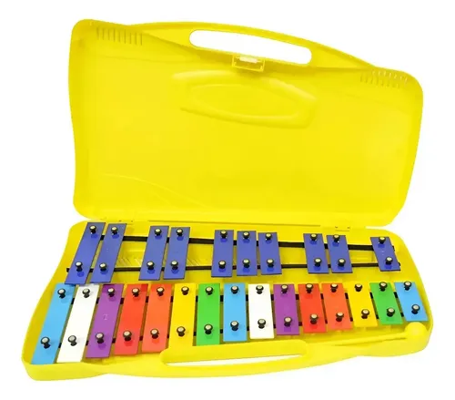 Metalofono Cromatico 25 Notas Xilofono Infantil Escolar Color Amarillo 5