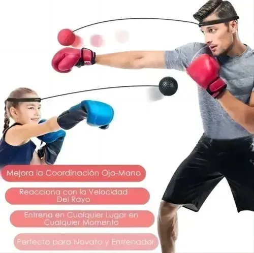 Vincha De Lienzo Con 2 Pelota Para Entrenamiento Boxeo Negro Y Rojo 3