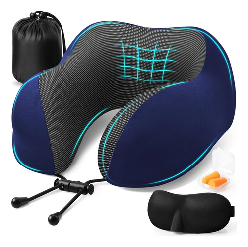 Cómodo Almohada De Viaje Espuma De Memoria Cojín Para Cuello Color Gris 9